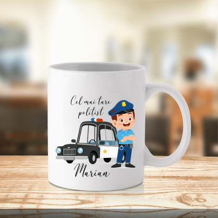 Cani personalizate - Cană personalizată - Cel mai tare polițist - Nume
