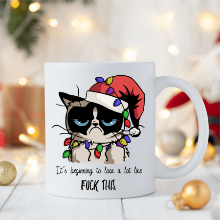 Căni personalizate - Cană personalizată - Crăciun - Grumpy Christmas - Cat