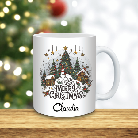 Crăciun - Cană personalizată Crăciun - Logo și nume - Model 1