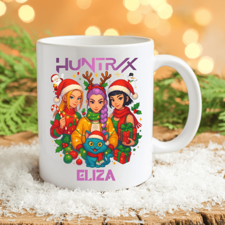 Cadouri de Sărbători - Cană personalizată cu nume - Huntrix - Crăciun - M5