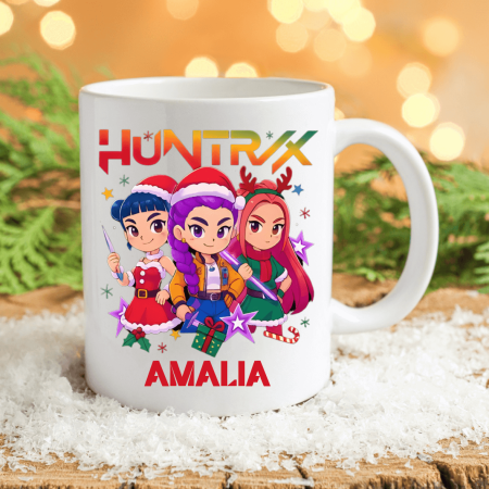 Cadouri de Sărbători - Cană personalizată cu nume - Huntrix - Crăciun - M6