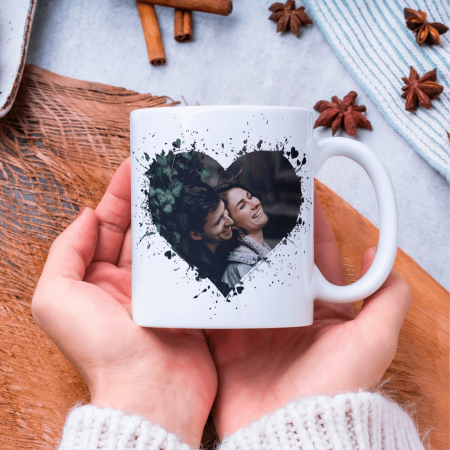 Căni personalizate - Cană personalizată cu poză și mesaj - Inimioară - M2
