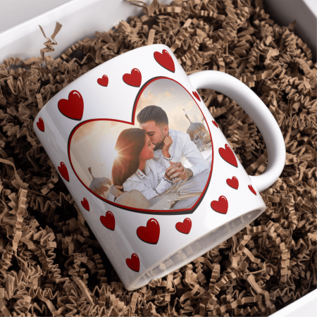 Căni personalizate - Cană personalizată cu poze și inimioare