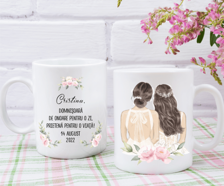 Căni personalizate - Cană personalizată cu text - Domnișoară de onoare - Model 1