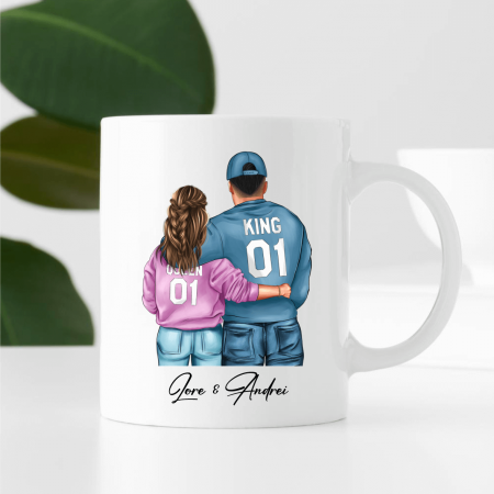 Căni personalizate - Cană personalizată - Cuplu - King & Queen - Model 11