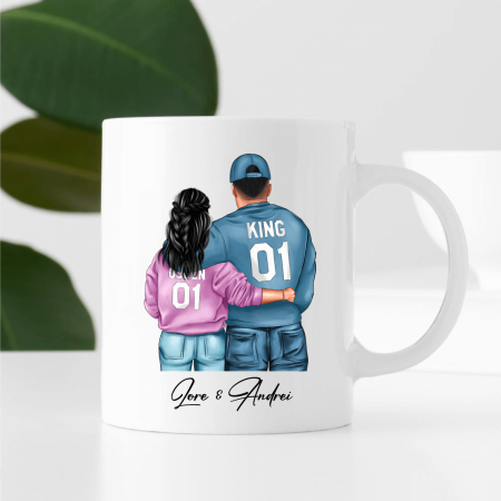 Căni personalizate - Cană personalizată - Cuplu - King & Queen - Model 12