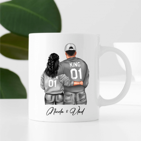 Căni personalizate - Cană personalizată - Cuplu - King & Queen - Model 13