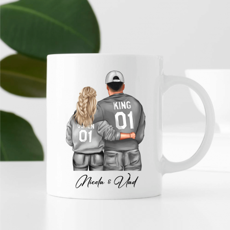 Căni personalizate - Cană personalizată - Cuplu - King & Queen - Model 14