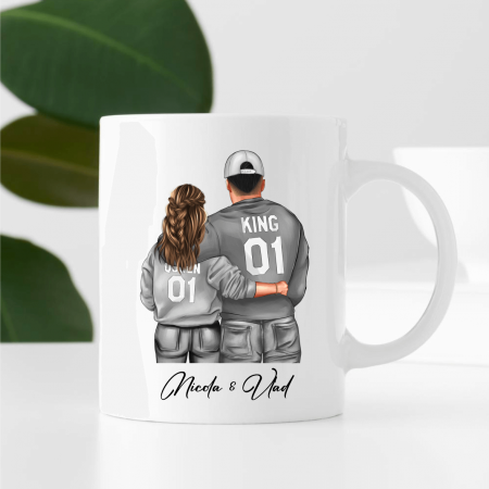 Căni personalizate - Cană personalizată - Cuplu - King & Queen - Model 15