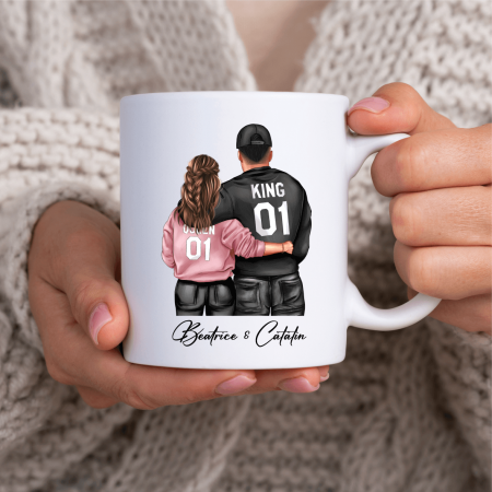 Căni personalizate - Cană personalizată - Cuplu - King & Queen - Model 3