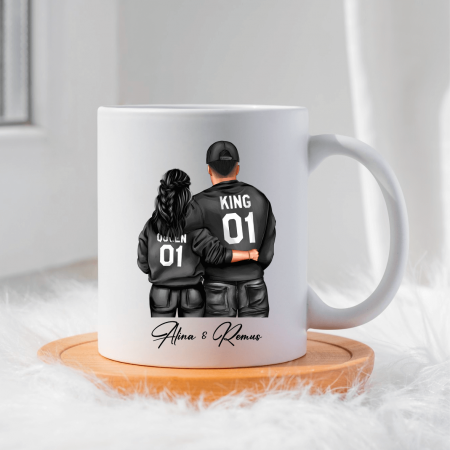Căni personalizate - Cană personalizată - Cuplu - King & Queen - Model 4