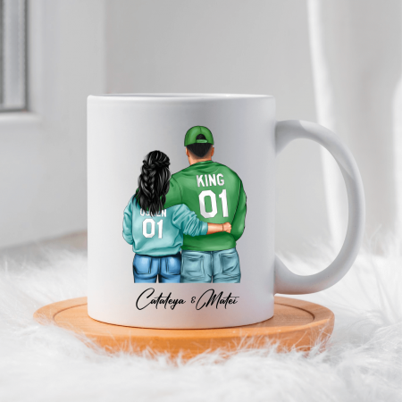 Căni personalizate - Cană personalizată - Cuplu - King & Queen - Model 7