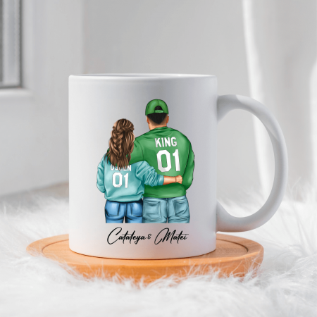 Căni personalizate - Cană personalizată - Cuplu - King & Queen - Model 8