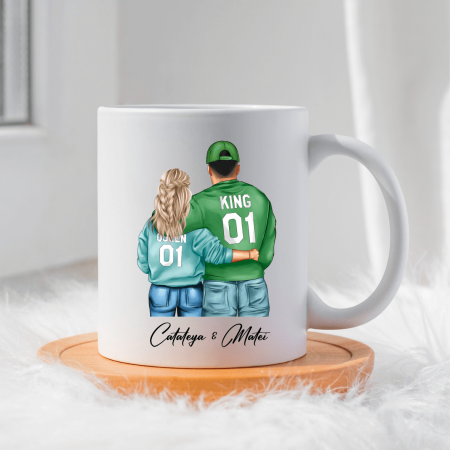 Căni personalizate - Cană personalizată - Cuplu - King & Queen - Model 9