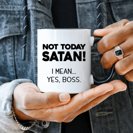 Cani albe - Cană personalizată - Mesaj amuzant - Not today SATAN