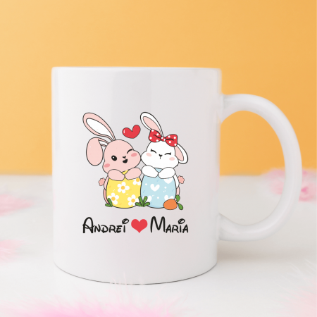 Căni personalizate Paște - Cană personalizată - Paște - Iepurași și nume