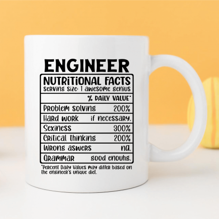 Căni personalizate - Cană personalizată pentru inginer - Engineer nutritional facts
