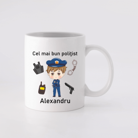 Cani personalizate - Cană personalizată - Pentru polițist - Nume