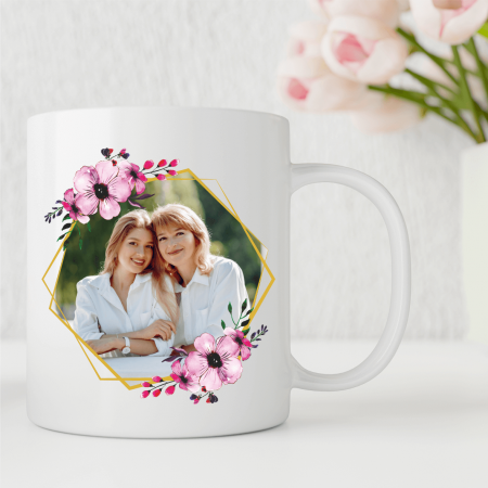 Căni personalizate - Cană personalizată - Poză și text - Model floral 1