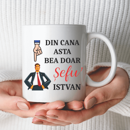 Cani albe - Cană personalizată - Șef - Nume