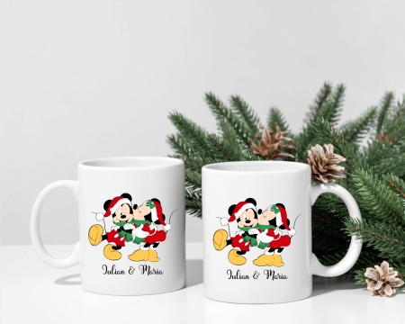 Căni personalizate pentru cuplu - Căni personalizate pentru cuplu - Crăciun - Mickey & Minnie - Model 1