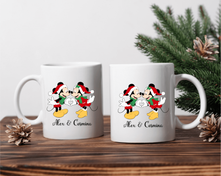 Căni personalizate pentru cuplu - Căni personalizate pentru cuplu - Crăciun - Mickey & Minnie - Model 2