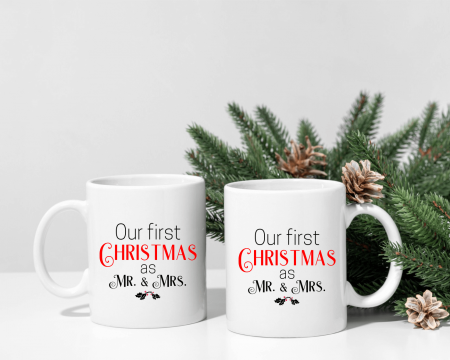 Căni personalizate pentru cuplu - Căni personalizate pentru cuplu - Crăciun - Our first Christmas aș Mr. & Mrs.