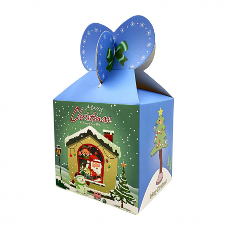 Ambalaje decorative - Cutie căni 3D Crăciun albastră