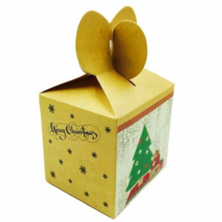 Ambalaje decorative - Cutie căni 3D Crăciun galbenă