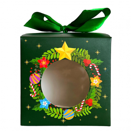 Ambalaje decorative - Cutie căni Crăciun cu fundă verde