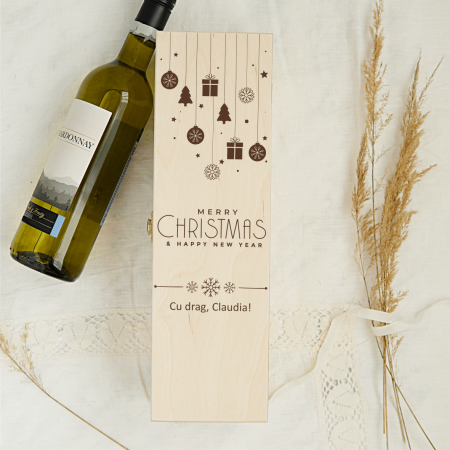 Cutii de vin - Cutie de vin personalizată - Merry Christmas