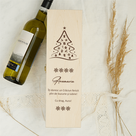 Cutii de vin - Cutie de vin personalizată - Urare de Crăciun