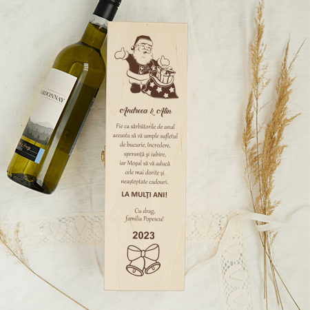 Cutii de vin - Cutie de vin personalizată - Urare de Crăciun - Model 2