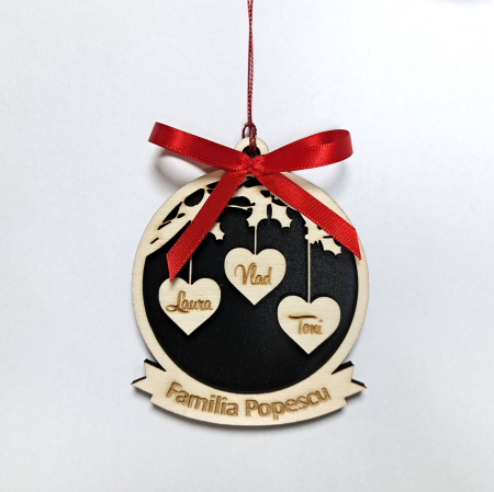 Globuri personalizate - Glob personalizat cu nume din lemn - Familie - Model 1