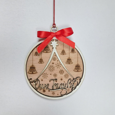 Cadouri de Sărbători - Glob personalizat din lemn - Our family