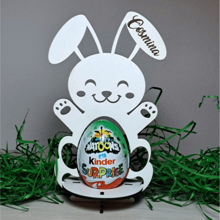 Decorațiuni Paște - Iepuraș din mdf alb(placaj) - Paște - Personalizat cu nume