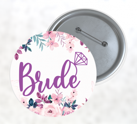 Insigne personalizate - Insignă personalizată - Bride - Floral Purple
