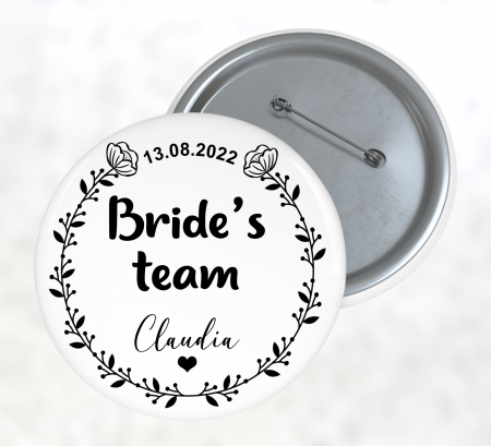 Insigne personalizate - Insignă personalizată - Bride's team- Nume - Dată