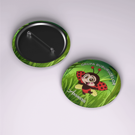 Cadouri de Sărbători - Insignă personalizată cu nume - Grupa buburuzelor