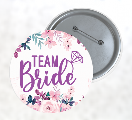 Insigne personalizate - Insignă personalizată - Team Bride - Floral Purple