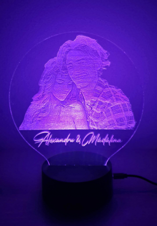 Lampă LED 3D - Cuplu - Nume - Poză [1]