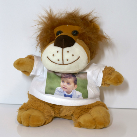 Textile personalizate - Leu de plus cu tricou 1 poza fata/ text verso