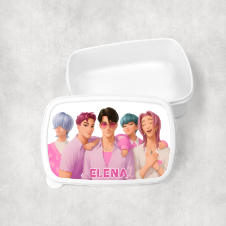 Cadouri pentru copii - Lunch box personalizat cu nume - Saja Boys - Kpop Demon Hunters - M1