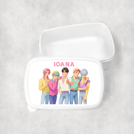 Cadouri pentru copii - Lunch box personalizat cu nume - Saja Boys - Kpop Demon Hunters - M2