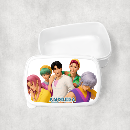 Cadouri pentru copii - Lunch box personalizat cu nume - Saja Boys - Kpop Demon Hunters - M3