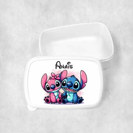 Lunch box-uri personalizate - Lunch box personalizat cu nume - Stitch și Angel