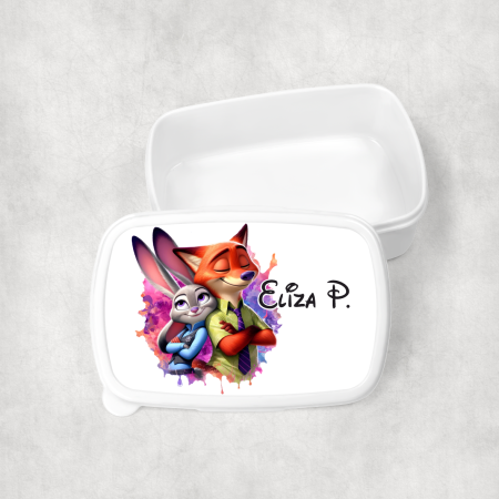 Cadouri pentru copii - Lunch box personalizat cu nume - Zootopia - Nick și Judy - M3