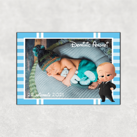 Mărturii magnetice băieți - Mărturie magnet botez - Baby boss(model băiețel)