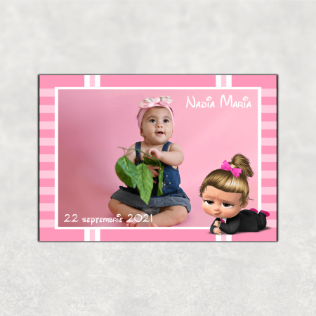 Botez - Mărturie magnet botez - Baby boss(model fetiță)