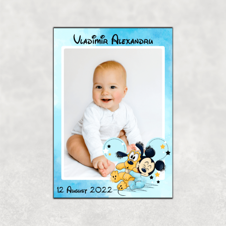 Mărturii magnetice băieți - Mărturie magnet botez - Baby Mickey și Baby Pluto
